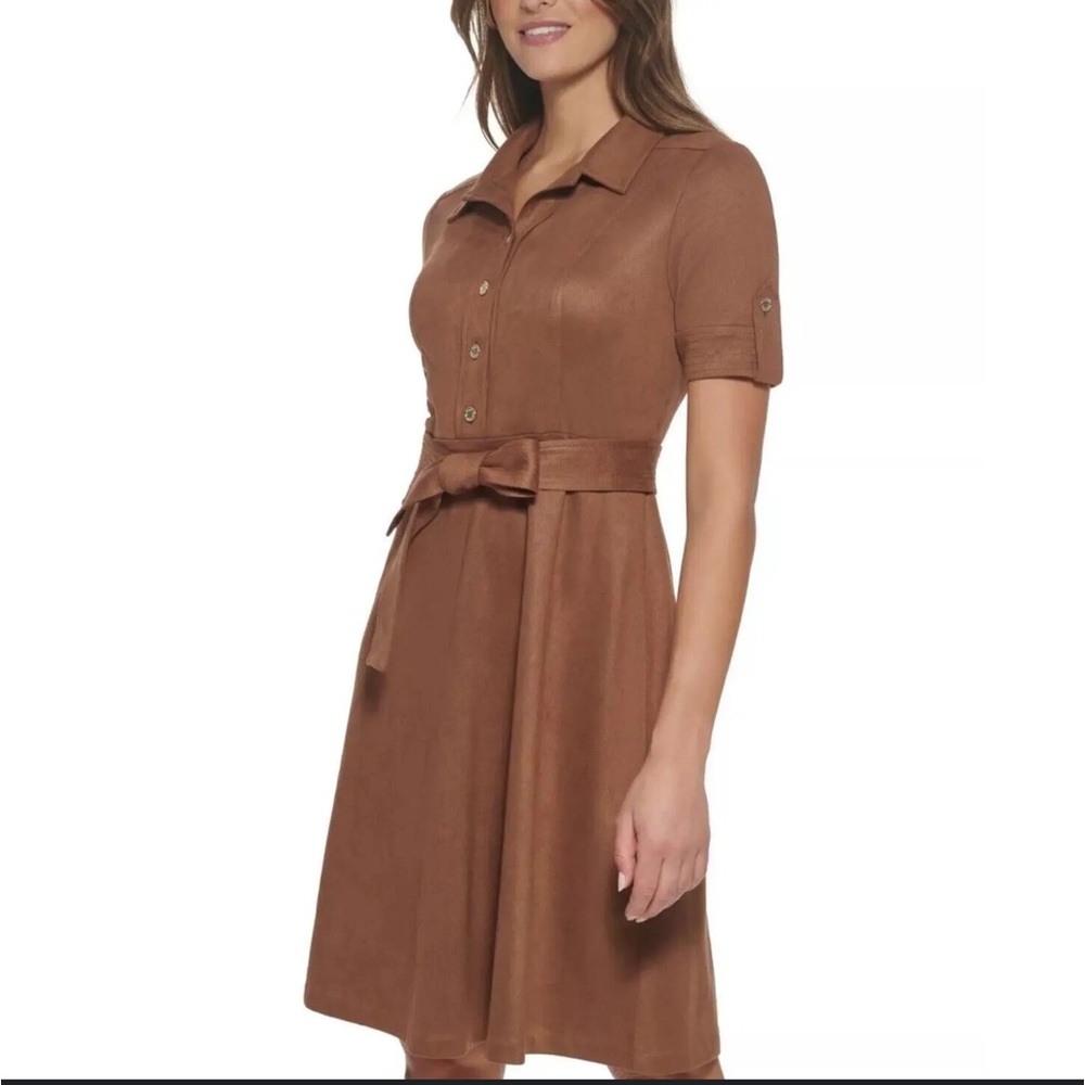 NWOT Tommy Hilfiger Coffee Faux Suede Dress in Size 4